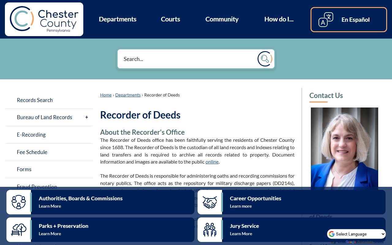 Chester County people search recorder of deeds property records