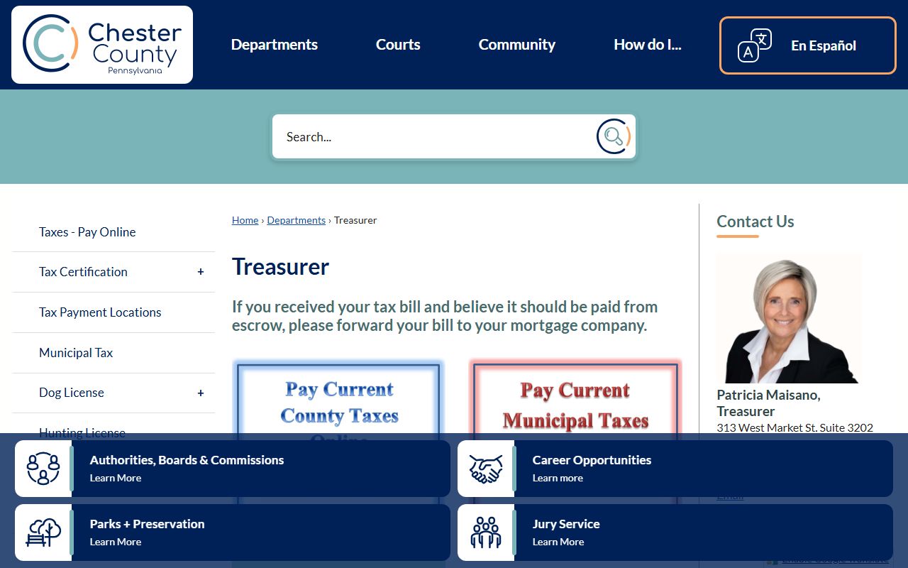 Chester County people search treasurer tax records