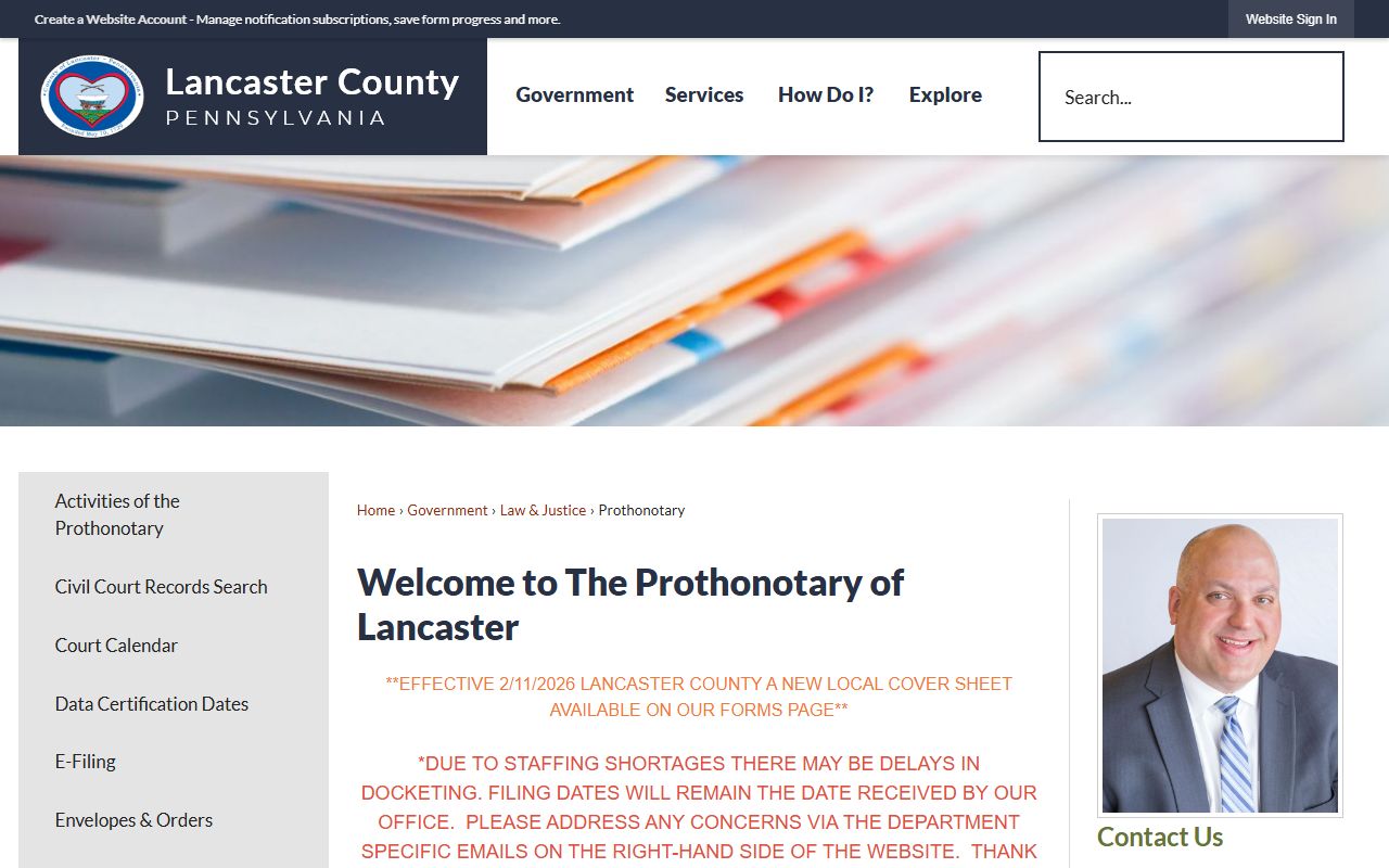 Lancaster County people search prothonotary office for public records