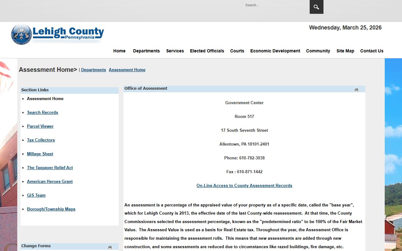 Lehigh County people search assessment office property records