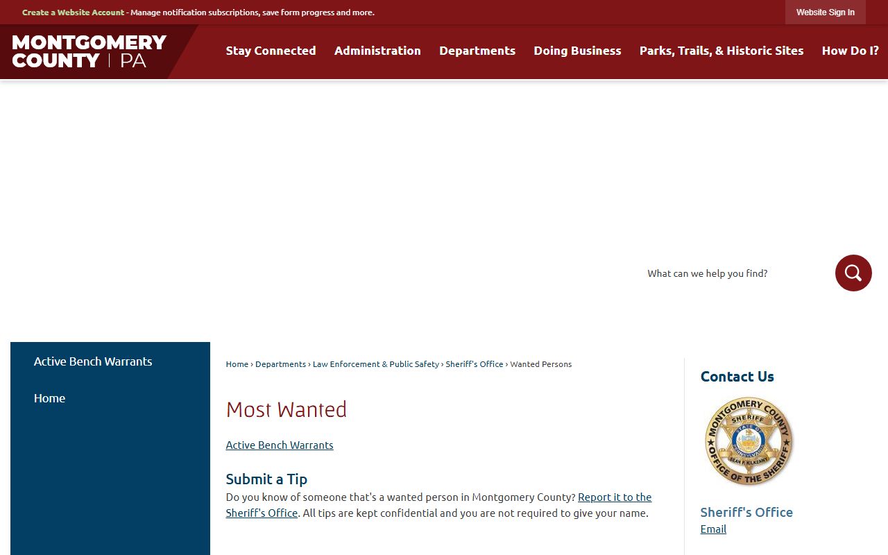 Montgomery County people search most wanted list