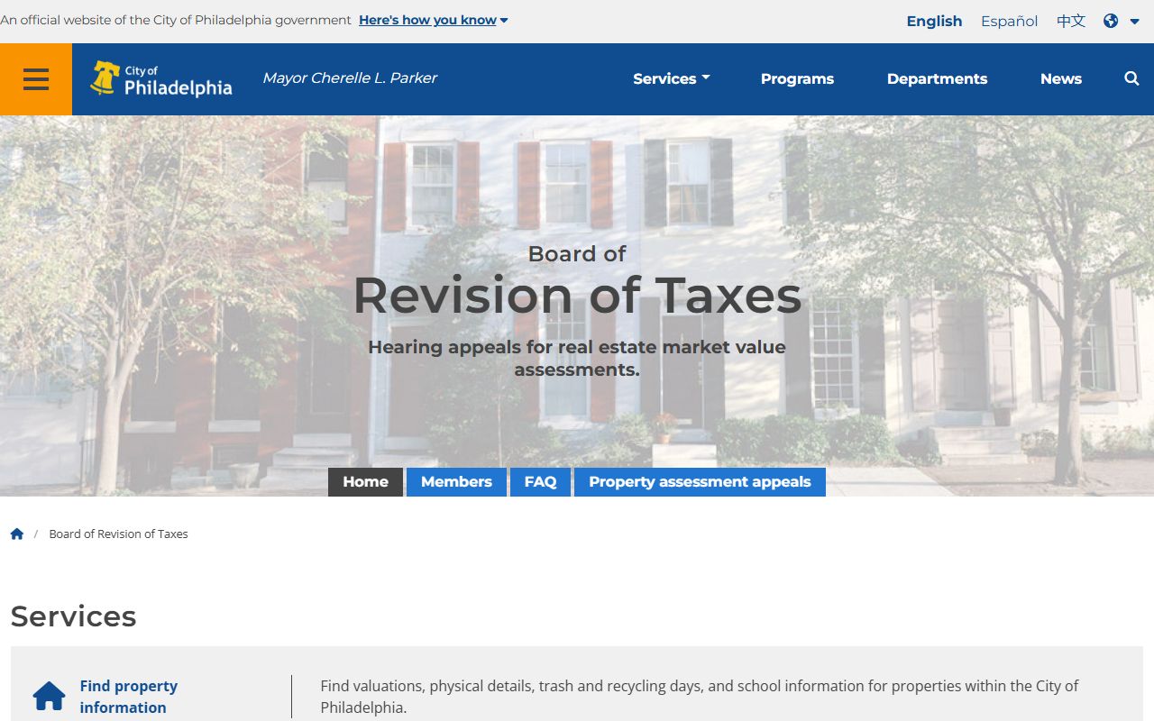 Philadelphia people search Board of Revision of Taxes