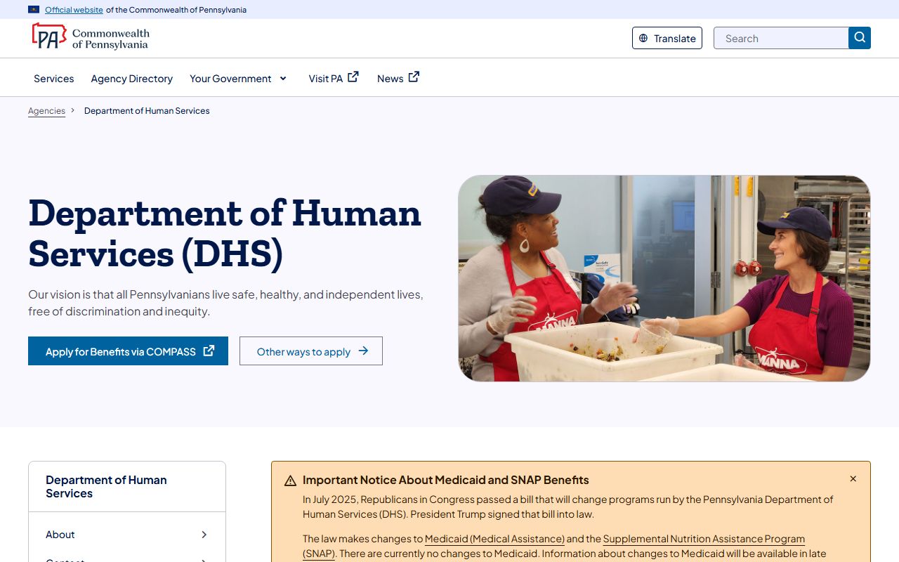 Pennsylvania Department of Human Services for people search clearances